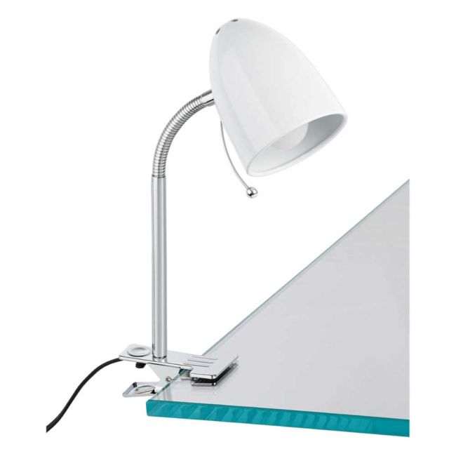 Lara White E27 Clamp Lamp by Eglo