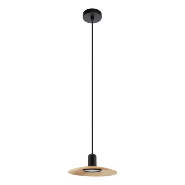 Mayazes Black and Wood LED 1 Light Pendant by Eglo