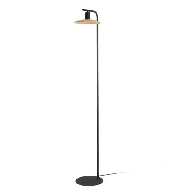 Mayazes Black and Wood LED Floor Lamp by Eglo