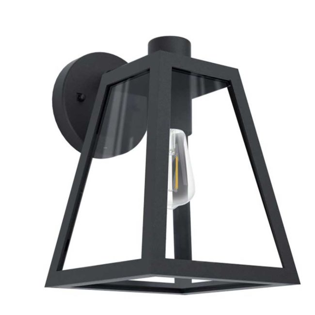 Mirandola Black with Clear Glass Exterior Wall Light by Eglo