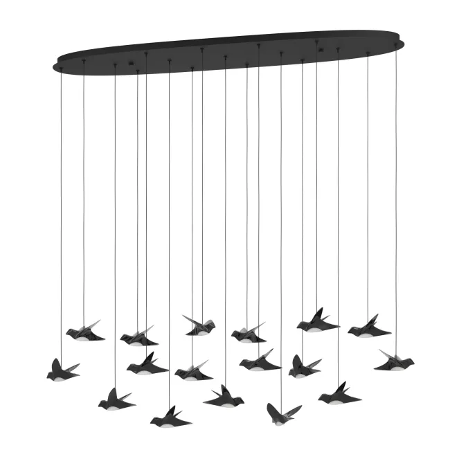 Paratebueno LED Oval 17 Light Black Pendant by Eglo