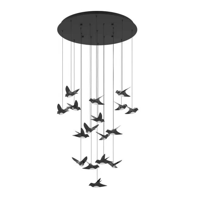 Paratebueno LED Round 17 Light Black Pendant by Eglo