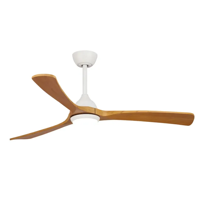 Sanctuary DC 52" Ceiling Fan & Light in White with Teak by Fanco F6001-118