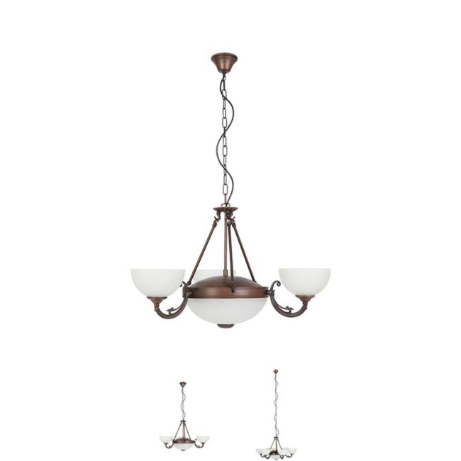Savoy Bronze and Satin Glass Pendant Light by Eglo