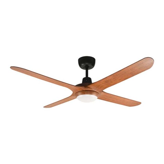 Spyda 50" AC 4 Blade Ventair Ceiling Fan with LED Light in Matt Black with Teak SPY1254TK-L