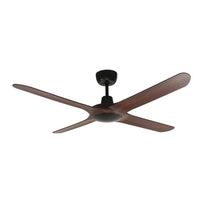 Spyda 50" AC 4 Blade Ventair Ceiling Fan in Matt Black with Walnut SPY1254WN